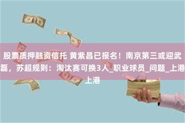 股票质押融资信托 黄紫昌已报名！南京第三或迎武磊，苏超规则：淘汰赛可换3人_职业球员_问题_上港